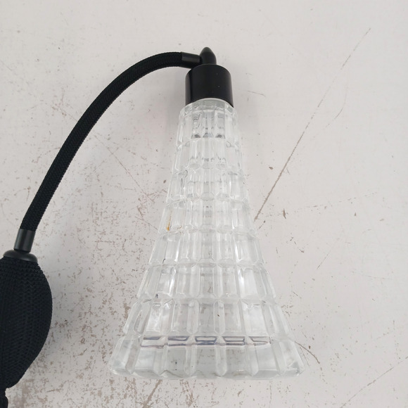 Vintage Style Clear Glass Perfume Atomizer Bottle with Black Bulb & Tassel 5" - Picture 7 of 9